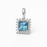 Orecchini da donna in oro bianco 18 kt con zirconi azzurri e contorno di zirconi bianchi – 4.54 g – Gancio tradizionale – Idee Preziose dal 1987 - IP.OK18B/81